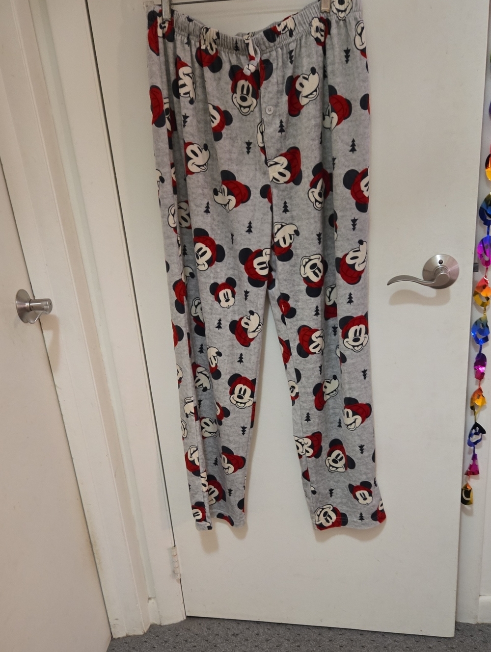 Disney Gray Pajama Pants with Red Mickey Mouse Faces